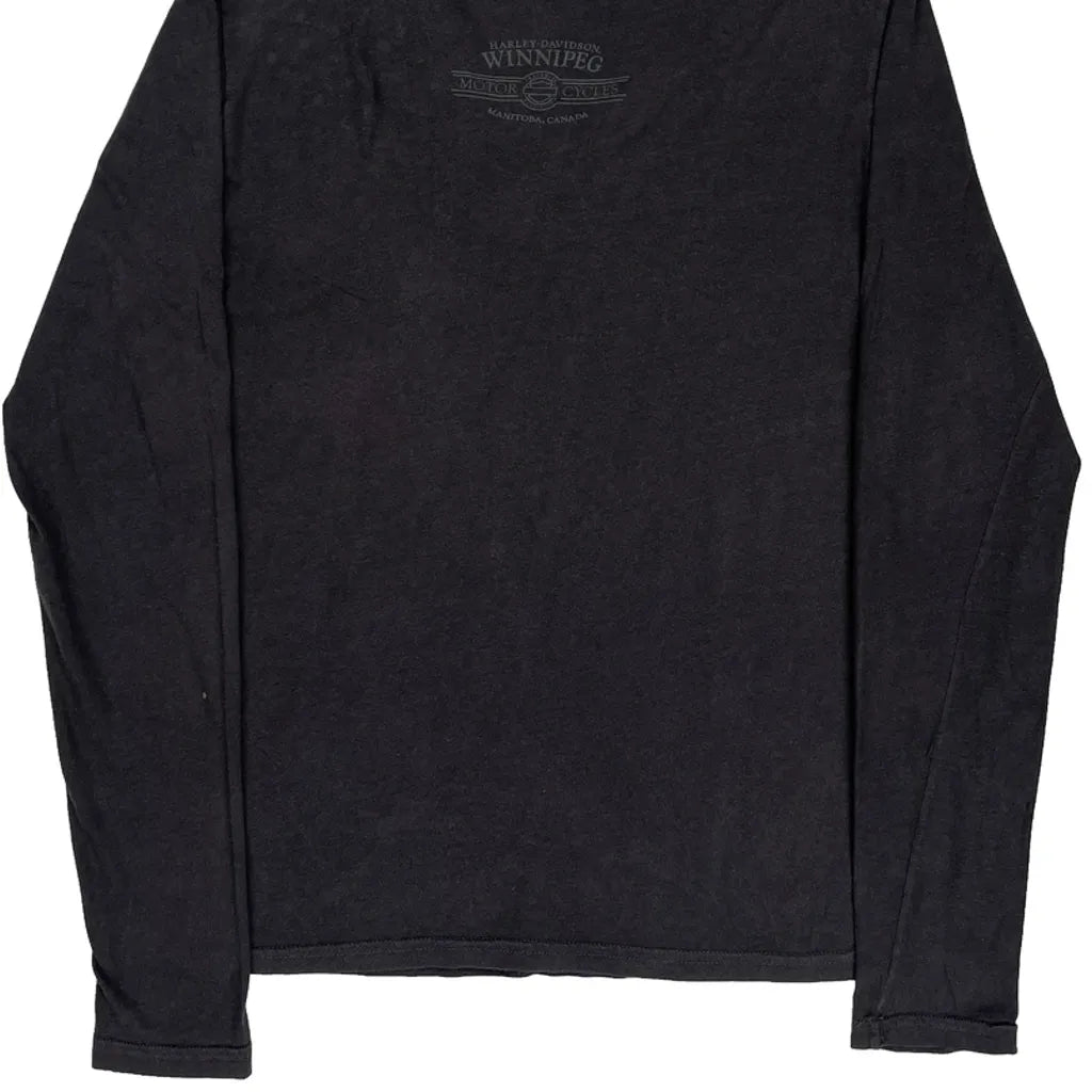 T-shirt manches longues graphique XL Noir Coton Col V Coupe classique Femme