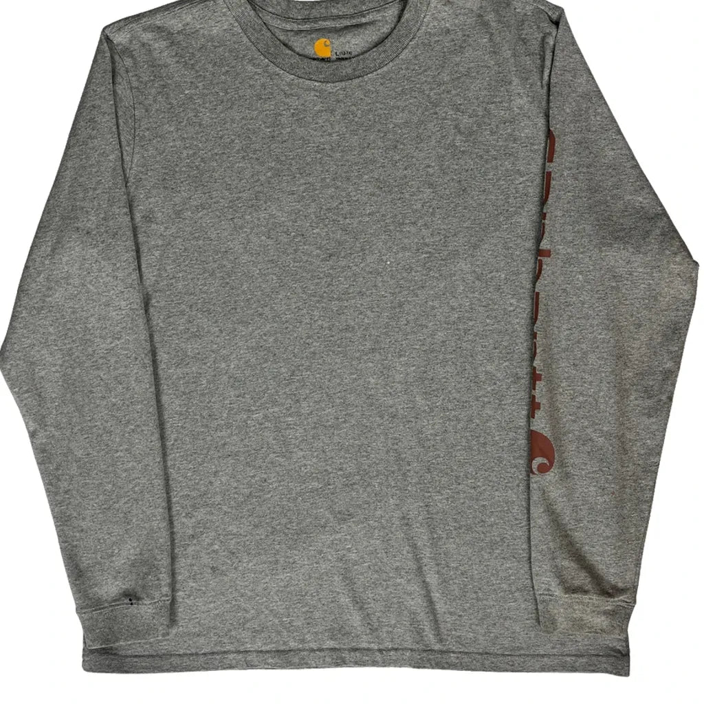 T-shirt à manches longues - Col rond en coton gris grande taille pour femme