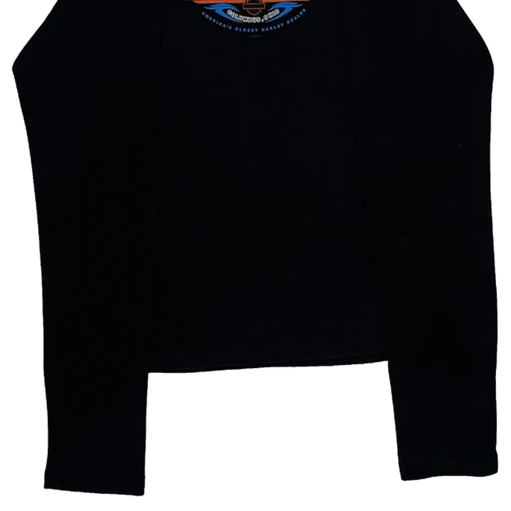 T-shirt à manches longues motif moto - Coton noir pour femme, taille L