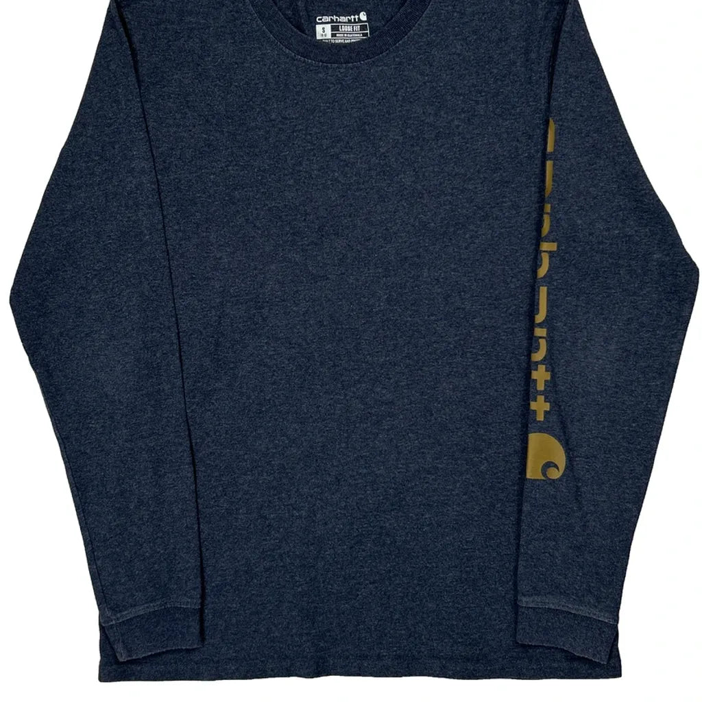 T-shirt à manches longues, petit, bleu, en coton, col rond, coupe classique, femme