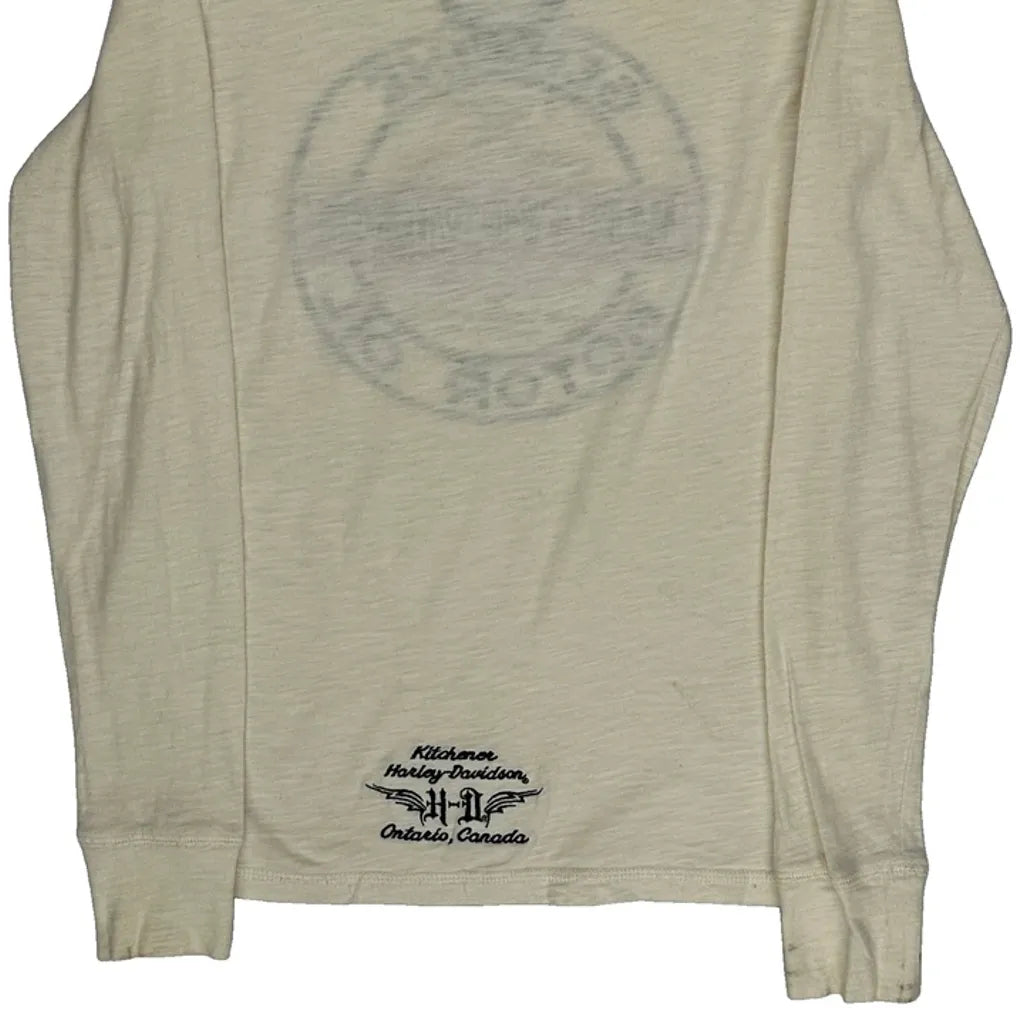 T-shirt à manches longues motif huile moteur, taille S, coton crème