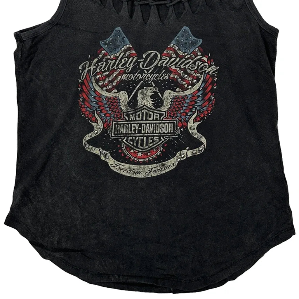Gilet de moto graphique pour filles, taille S, noir, sans manches, découpes, en coton