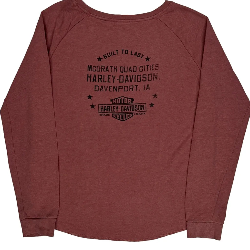 T-shirt graphique à manches longues coupe classique col rond mélange de coton rouge pour femme