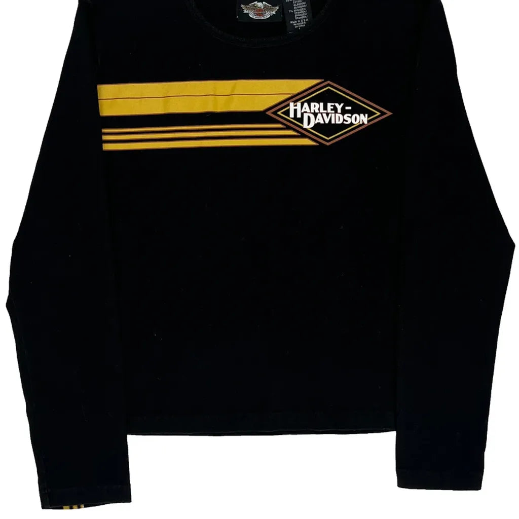 T-shirt rayé à manches longues grand noir coton