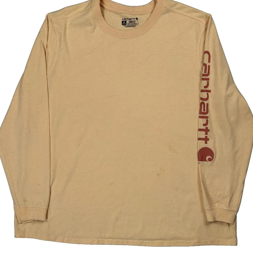 T-shirt col rond à manches longues pour femme 2XL coton beige coupe regular