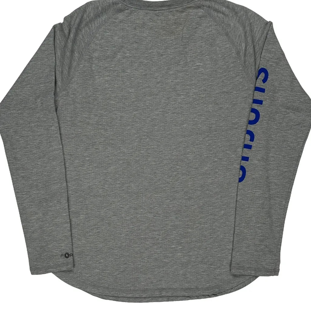 T-shirt en coton gris à manches longues et col rond coupe droite pour femme