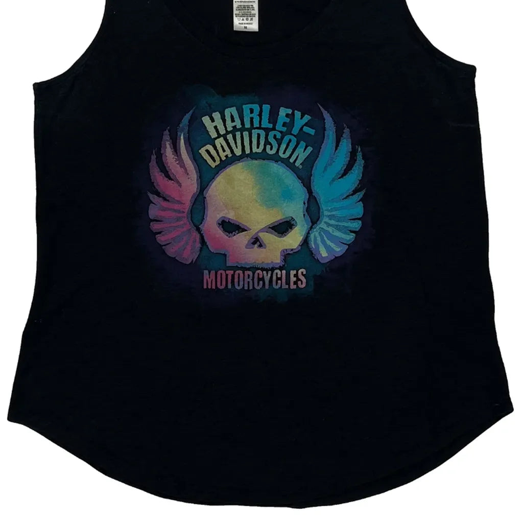 Gilet en coton sans manches imprimé graphique pour femme, noir, taille M