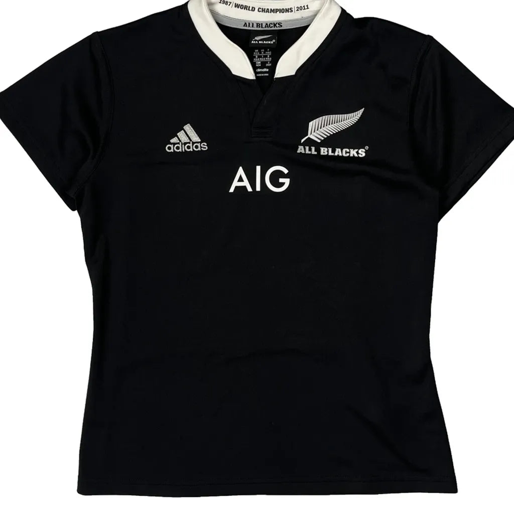 Maillot de rugby en polyester noir pour femme, manches courtes, coupe classique