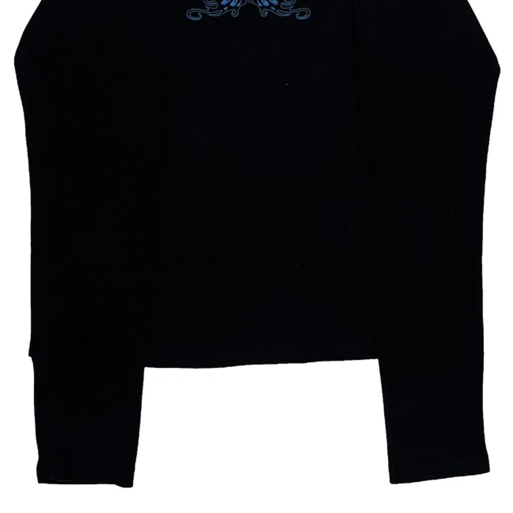 T-shirt à manches longues motif moto - Coton noir pour femme, taille L