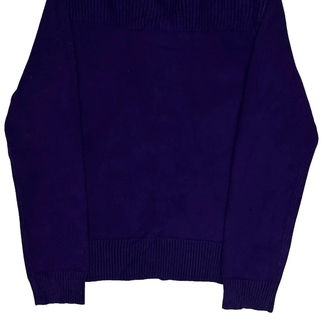 Haut à manches longues boutonné en coton violet Coupe droite Femme Taille L