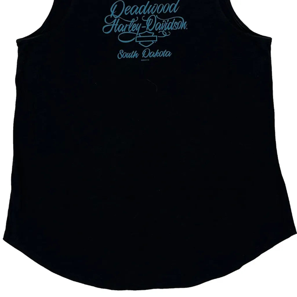 Gilet en coton sans manches imprimé graphique pour femme, noir, taille M