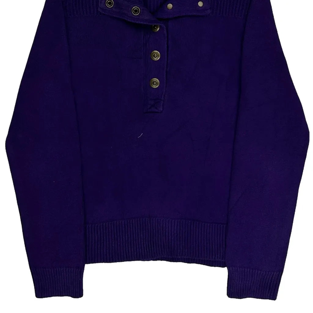Haut à manches longues boutonné en coton violet Coupe droite Femme Taille L