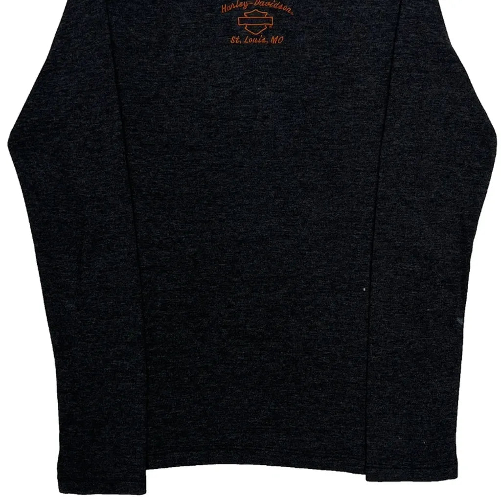 T-shirt à manches longues imprimé grande taille en coton noir pour femme