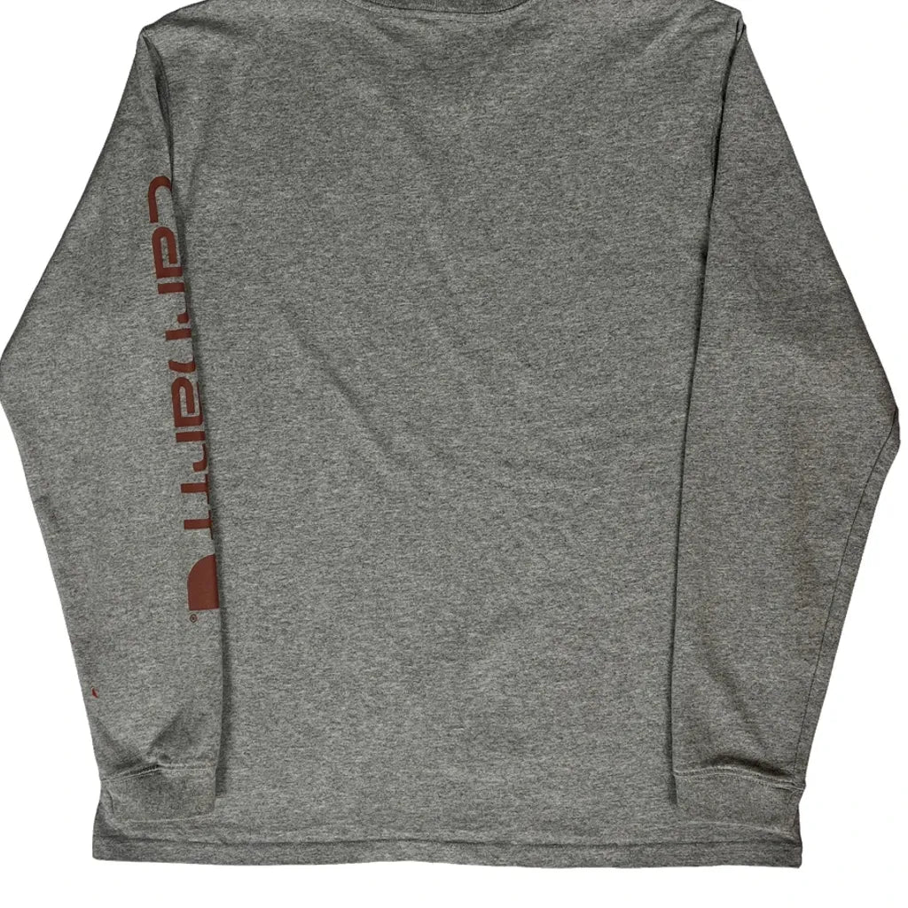 T-shirt à manches longues - Col rond en coton gris grande taille pour femme