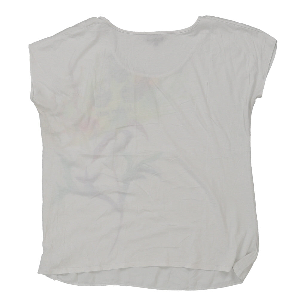 Chemisier en soie à imprimé floral pour femme, taille XL, manches courtes, blanc