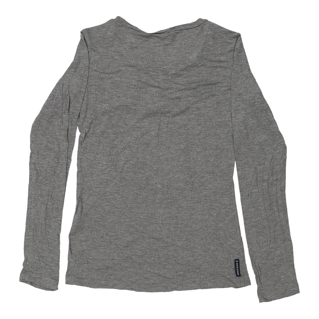 T-shirt à manches longues pour femme, petite taille, gris, viscose, coupe décontractée