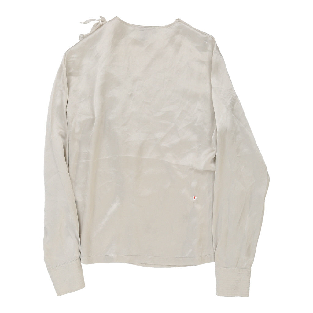 Chemisier Vintage Femme en Soie Mélangée Beige Grande Taille