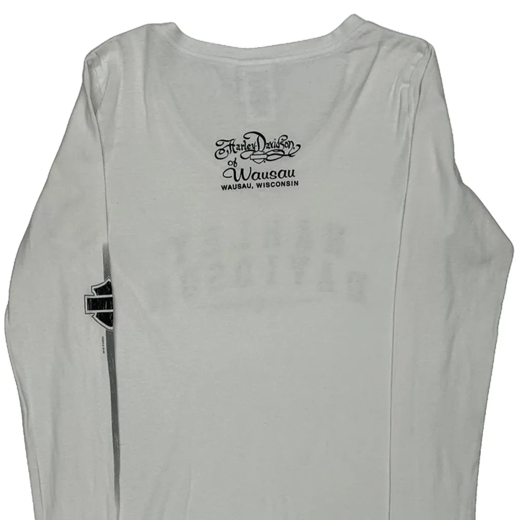 T-shirt à manches longues en coton blanc pour femme, coupe classique, col rond