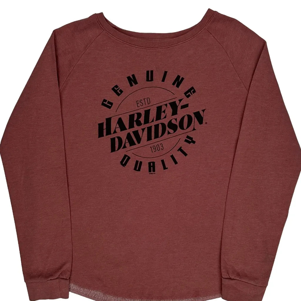 T-shirt graphique à manches longues coupe classique col rond mélange de coton rouge pour femme
