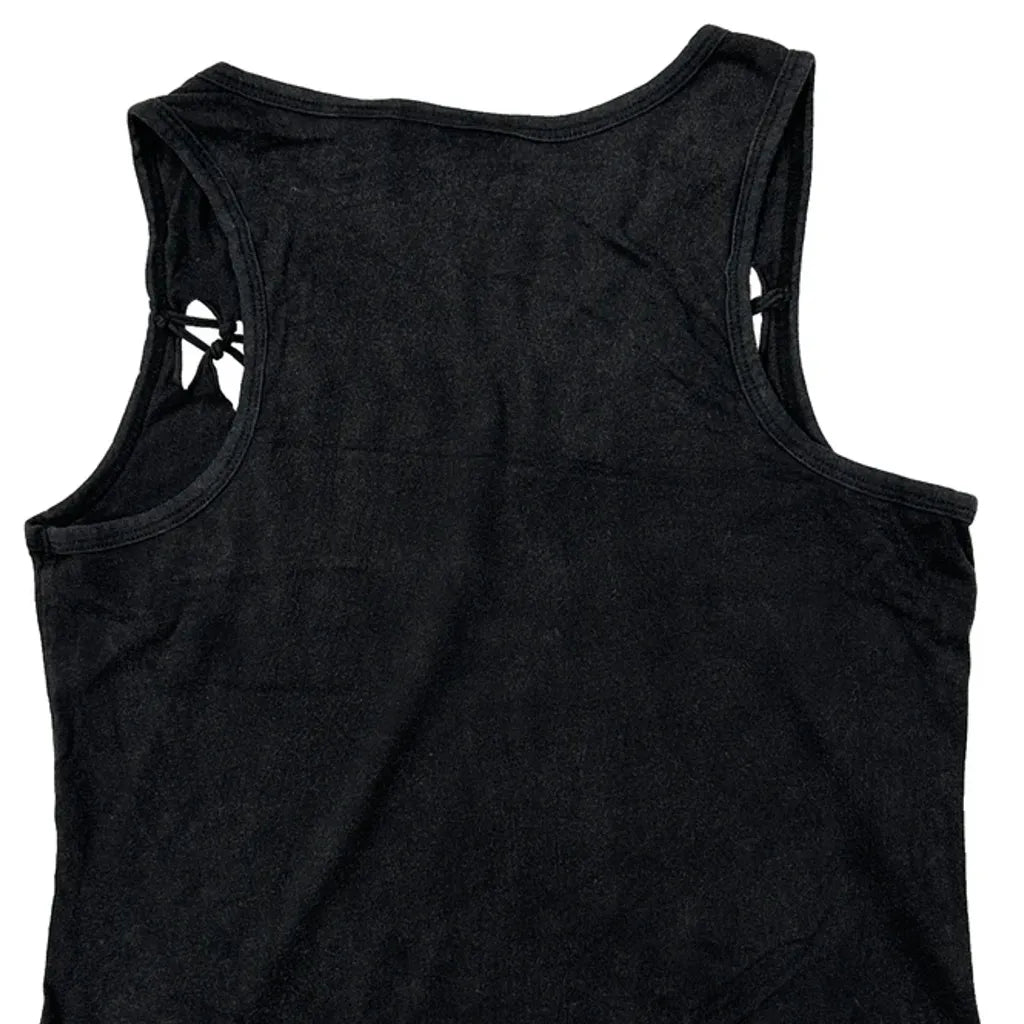 Gilet de moto graphique pour filles, taille S, noir, sans manches, découpes, en coton