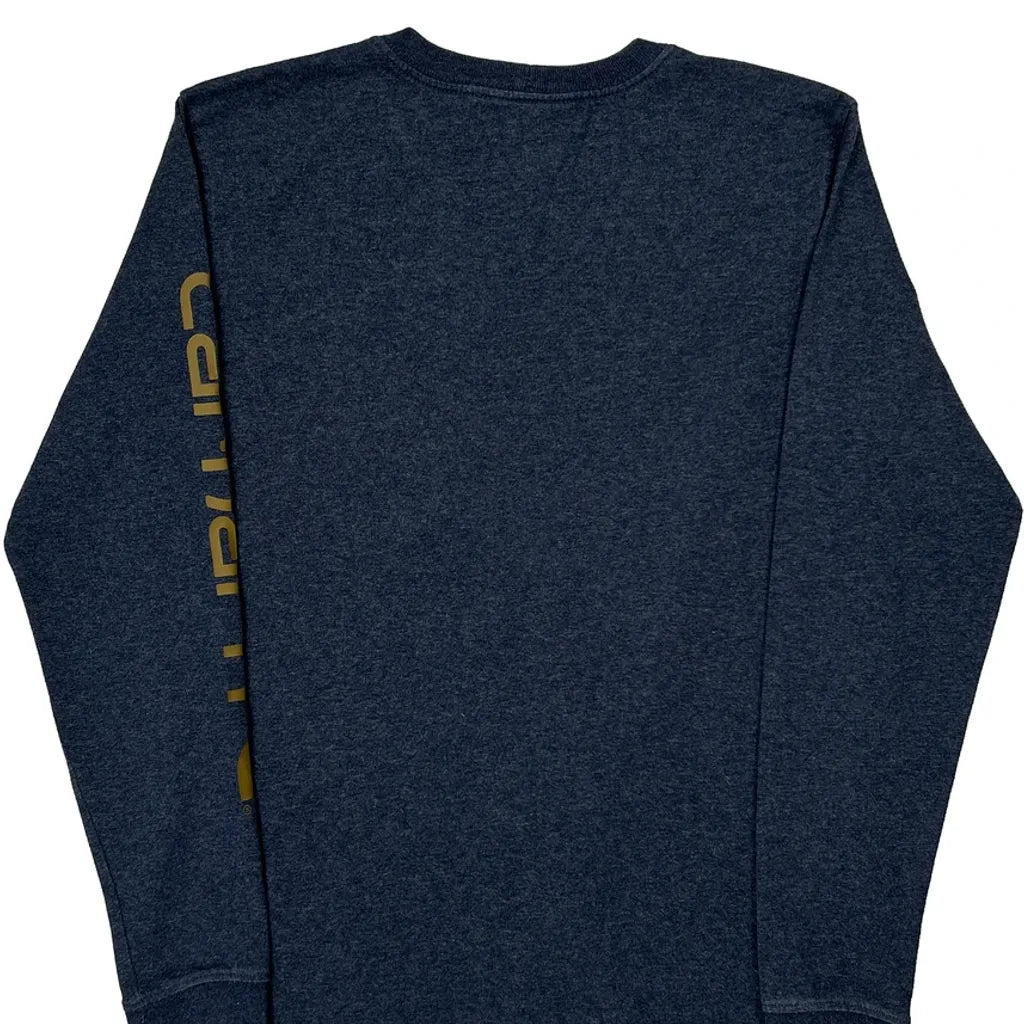 T-shirt à manches longues, petit, bleu, en coton, col rond, coupe classique, femme