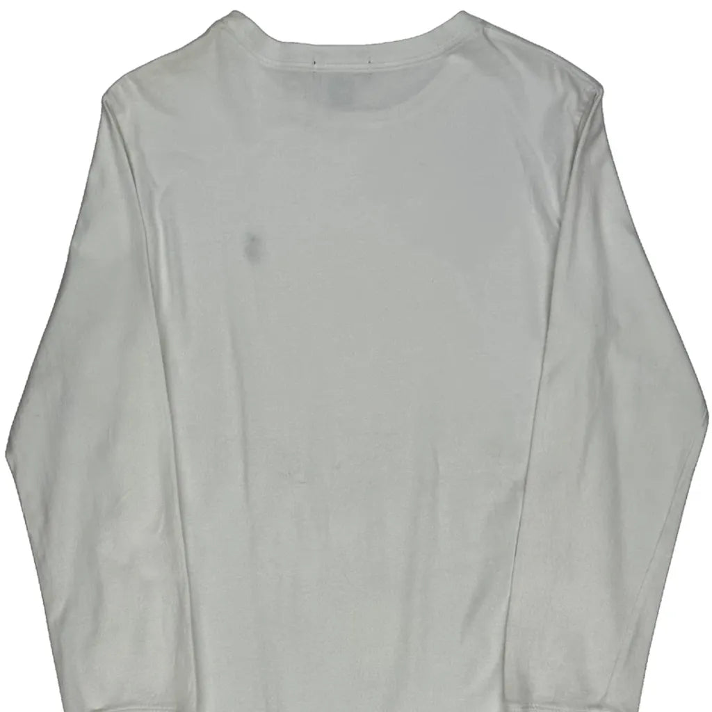 T-shirt à manches longues blanc pour femme, col rond, coupe classique, en coton