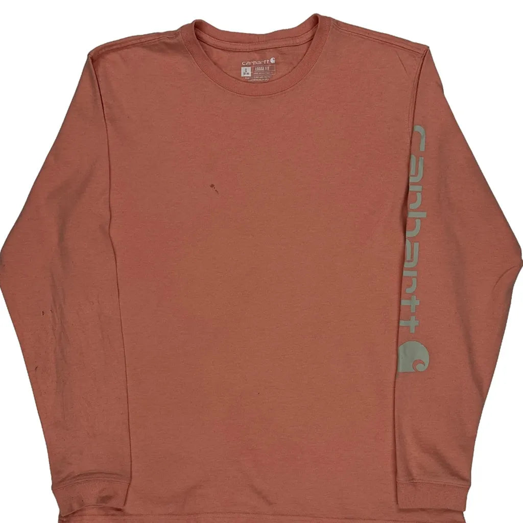 T-shirt ample à manches longues grande taille orange en coton