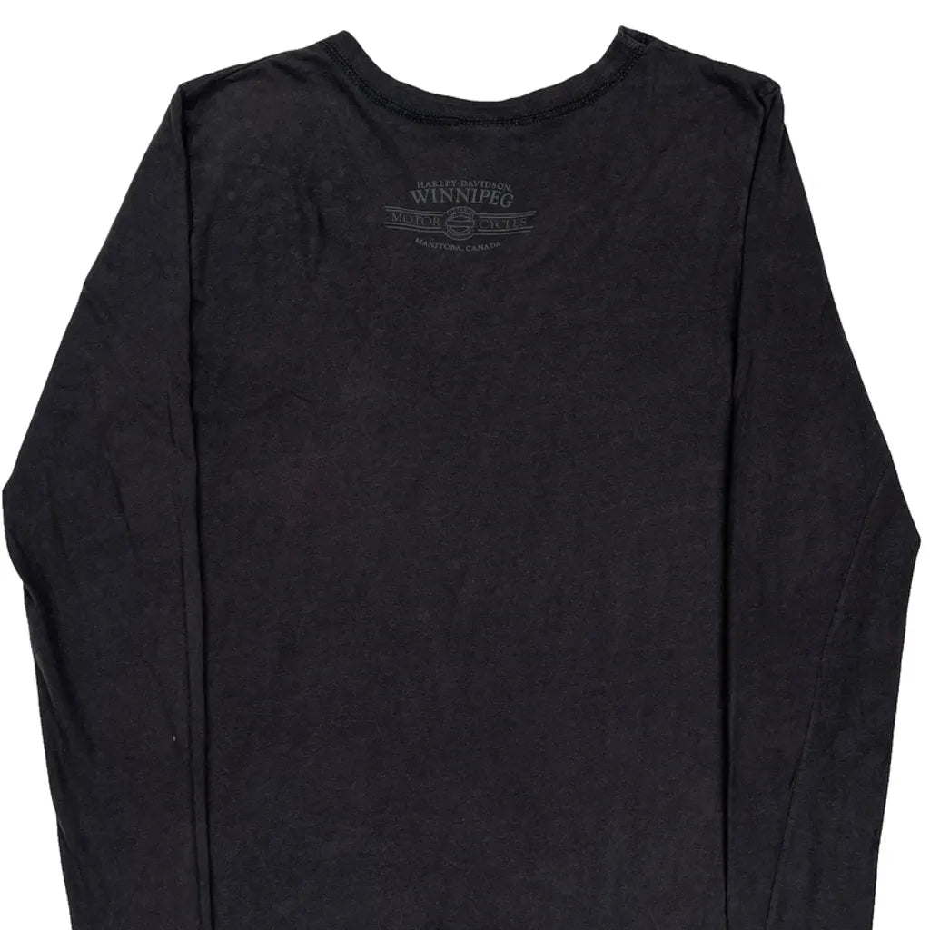 T-shirt manches longues graphique XL Noir Coton Col V Coupe classique Femme