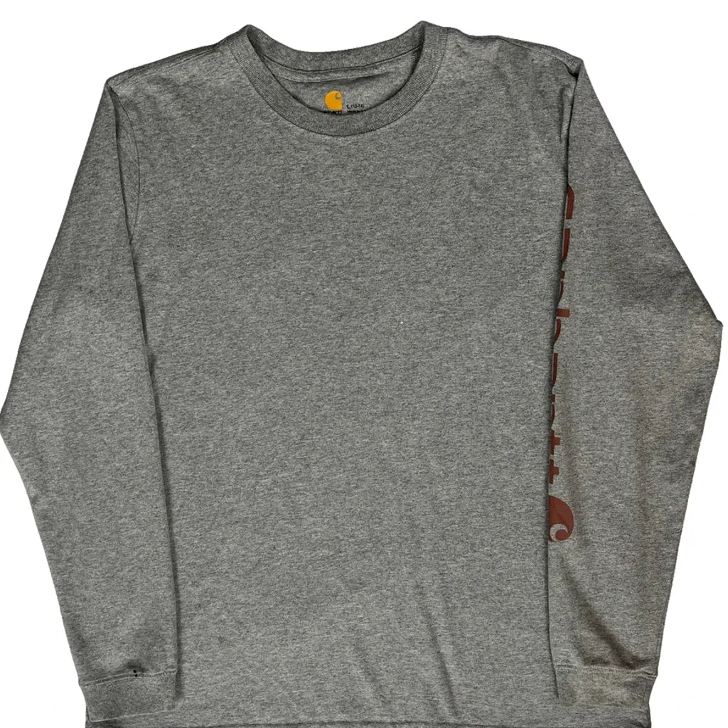 T-shirt à manches longues - Col rond en coton gris grande taille pour femme