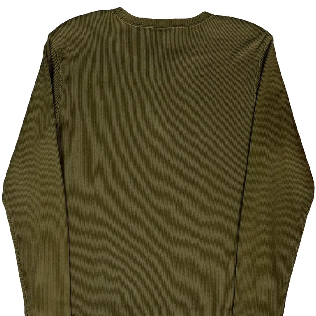 T-shirt Henley à manches longues pour femme, taille XL, coton, vert olive, décontracté