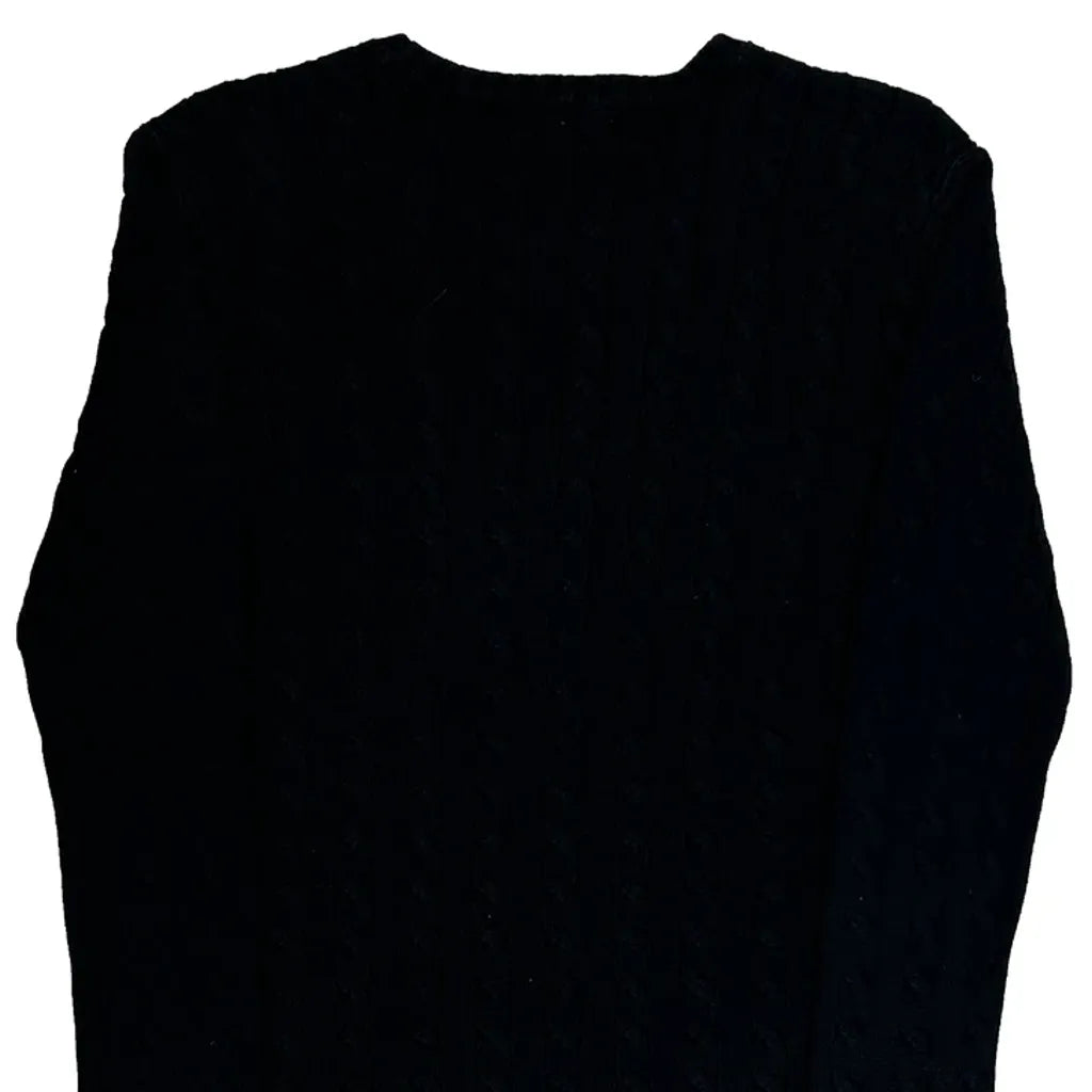 Haut ras du cou à manches longues en tricot torsadé - Coton noir moyen