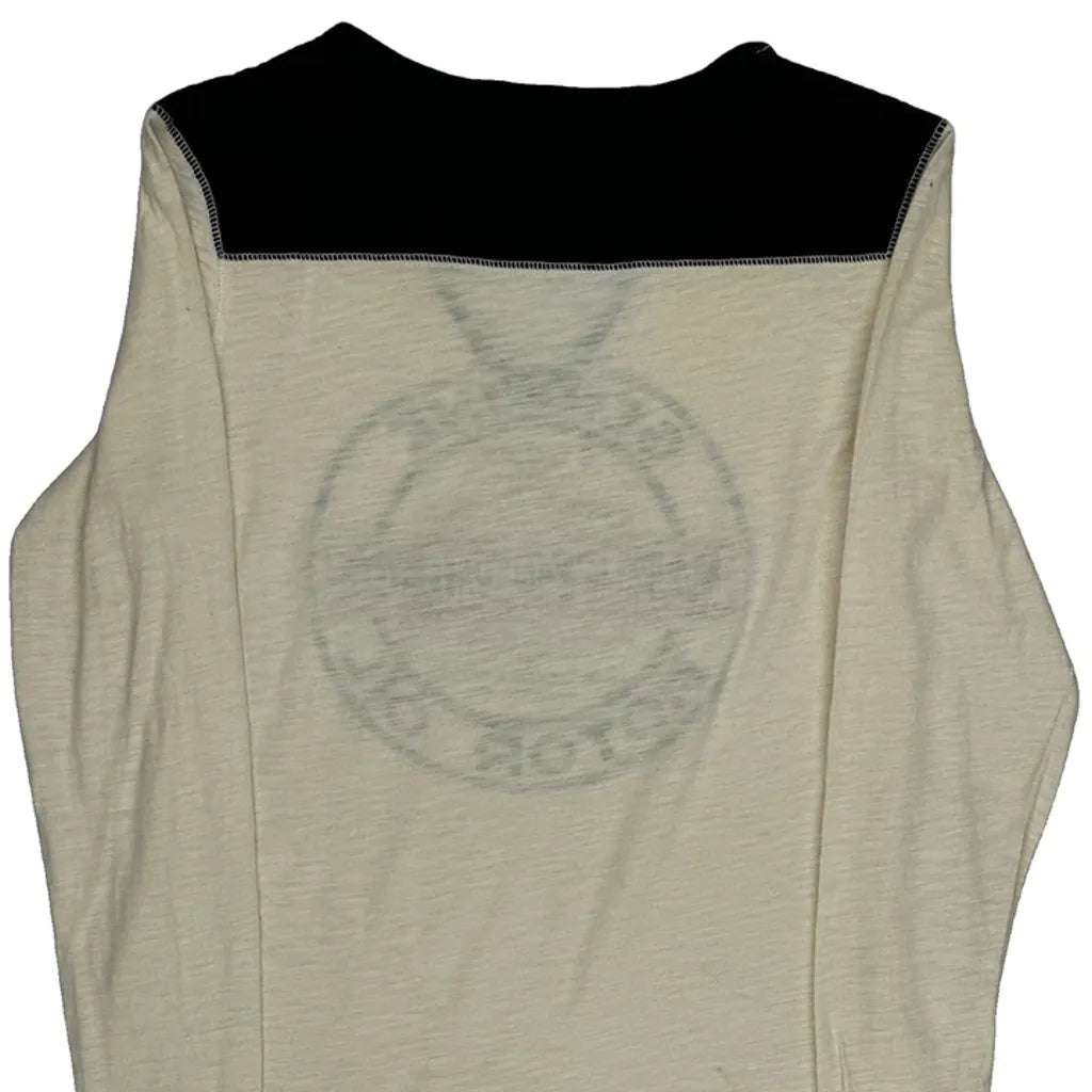 T-shirt à manches longues motif huile moteur, taille S, coton crème