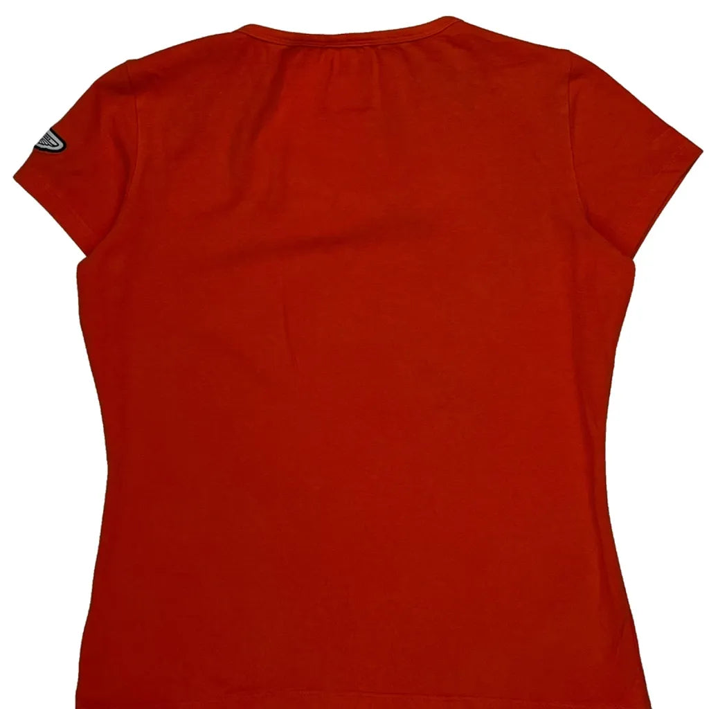 T-shirt Vintage Femme Manches Courtes Col Rond Coton Rouge Décontracté