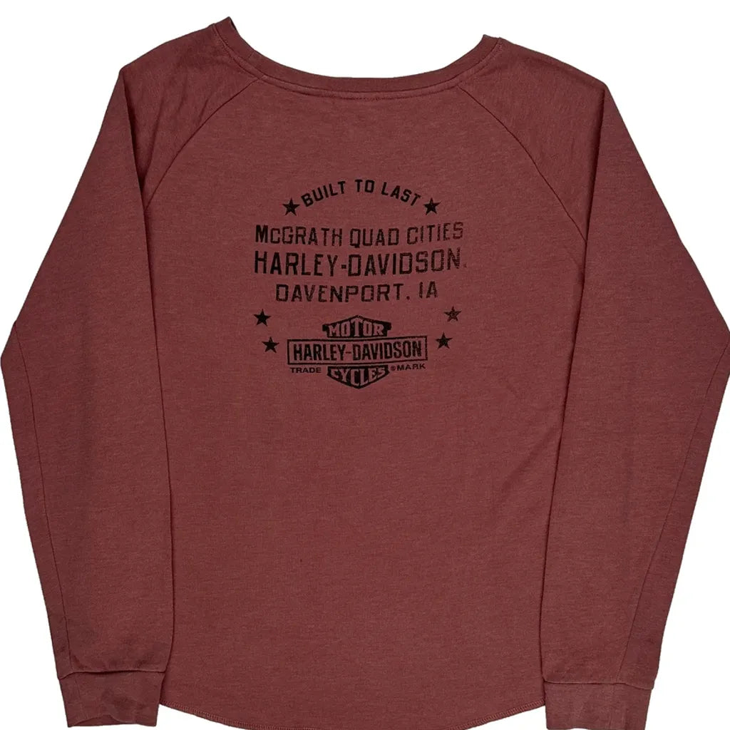 T-shirt graphique à manches longues coupe classique col rond mélange de coton rouge pour femme