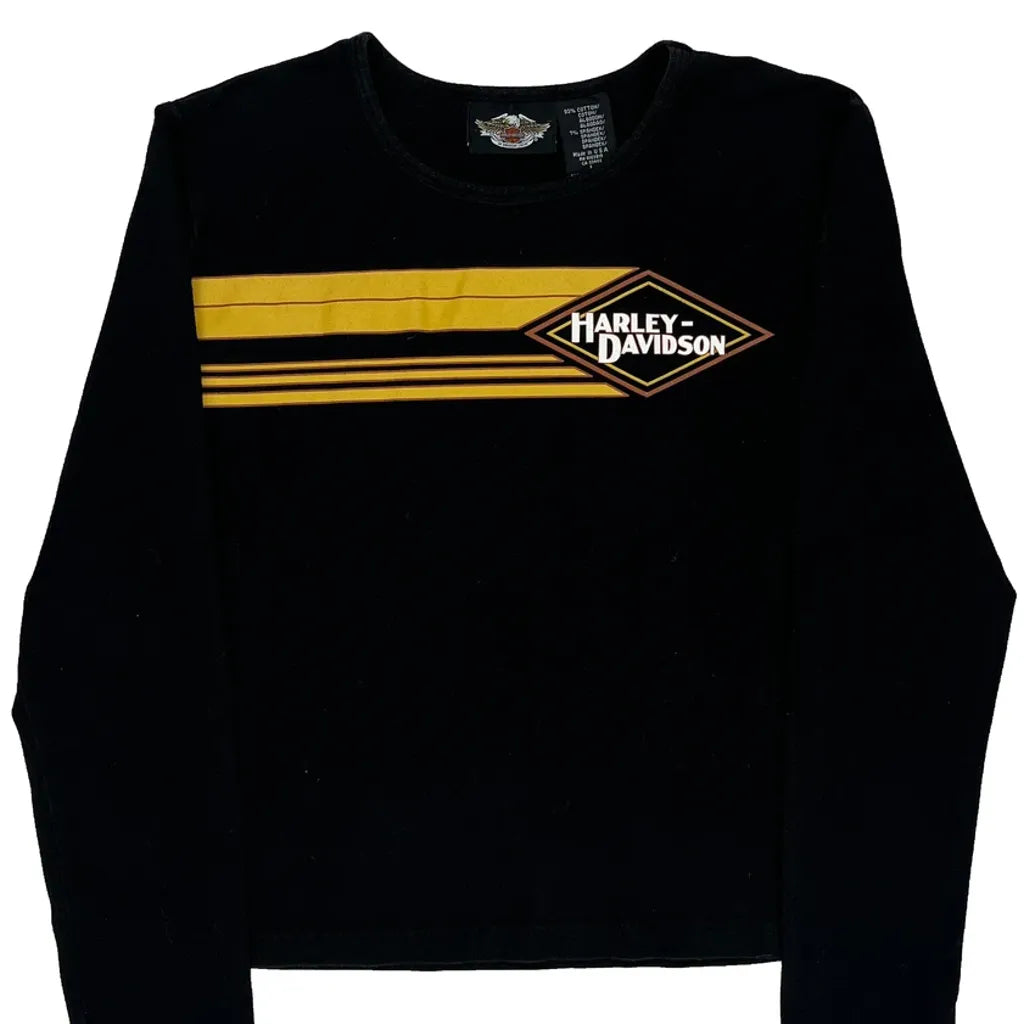 T-shirt rayé à manches longues grand noir coton