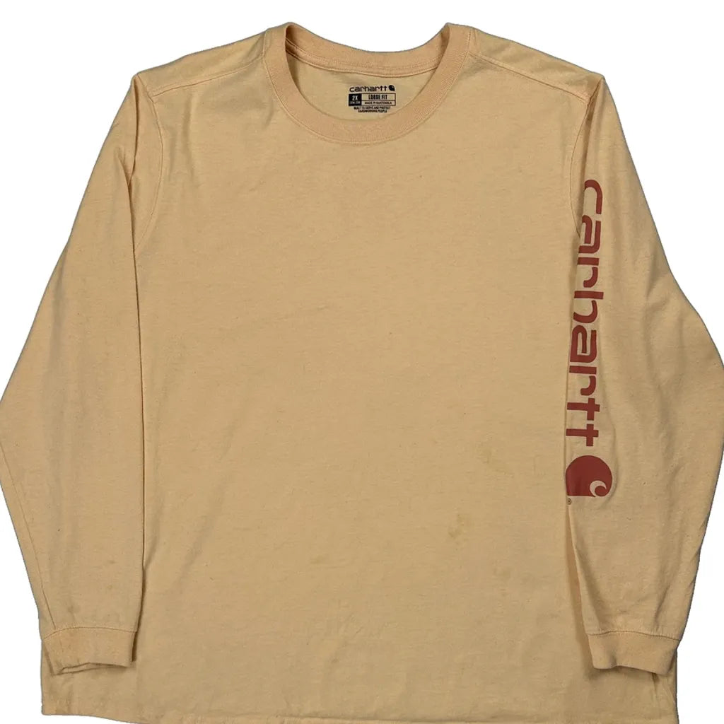 T-shirt col rond à manches longues pour femme 2XL coton beige coupe regular