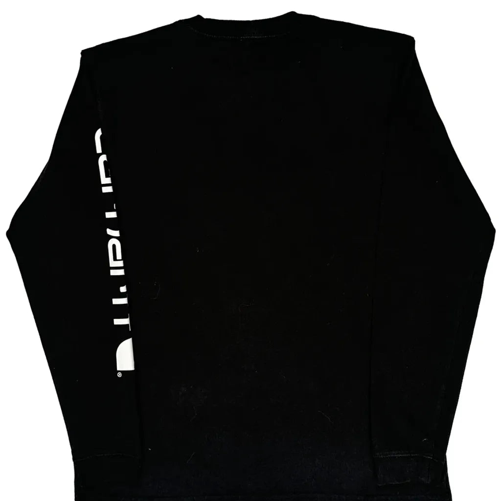 T-shirt Femme Col Rond Manches Longues Coton Noir Coupe Droite