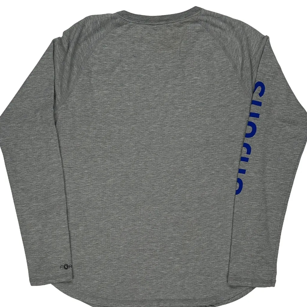 T-shirt en coton gris à manches longues et col rond coupe droite pour femme