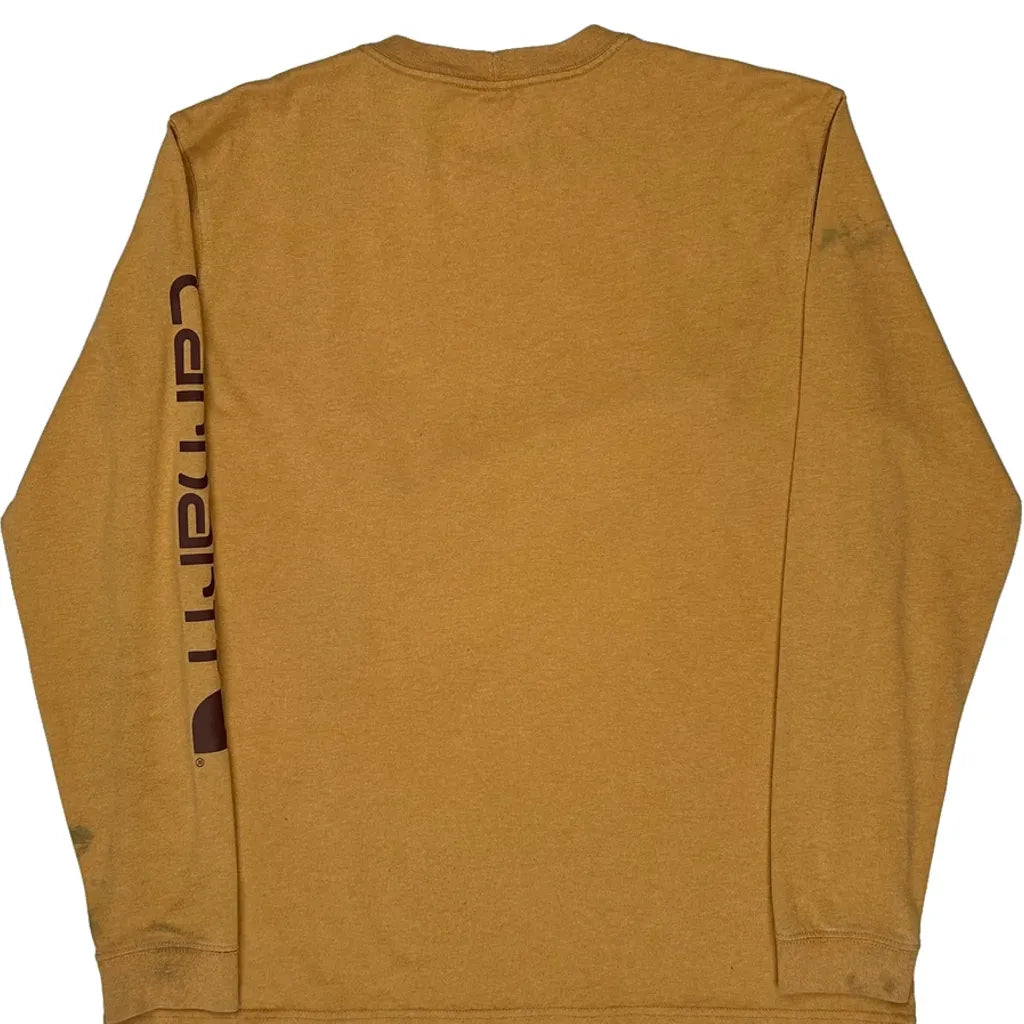 T-shirt à manches longues pour femme, coton jaune, col rond, décontracté, grande taille
