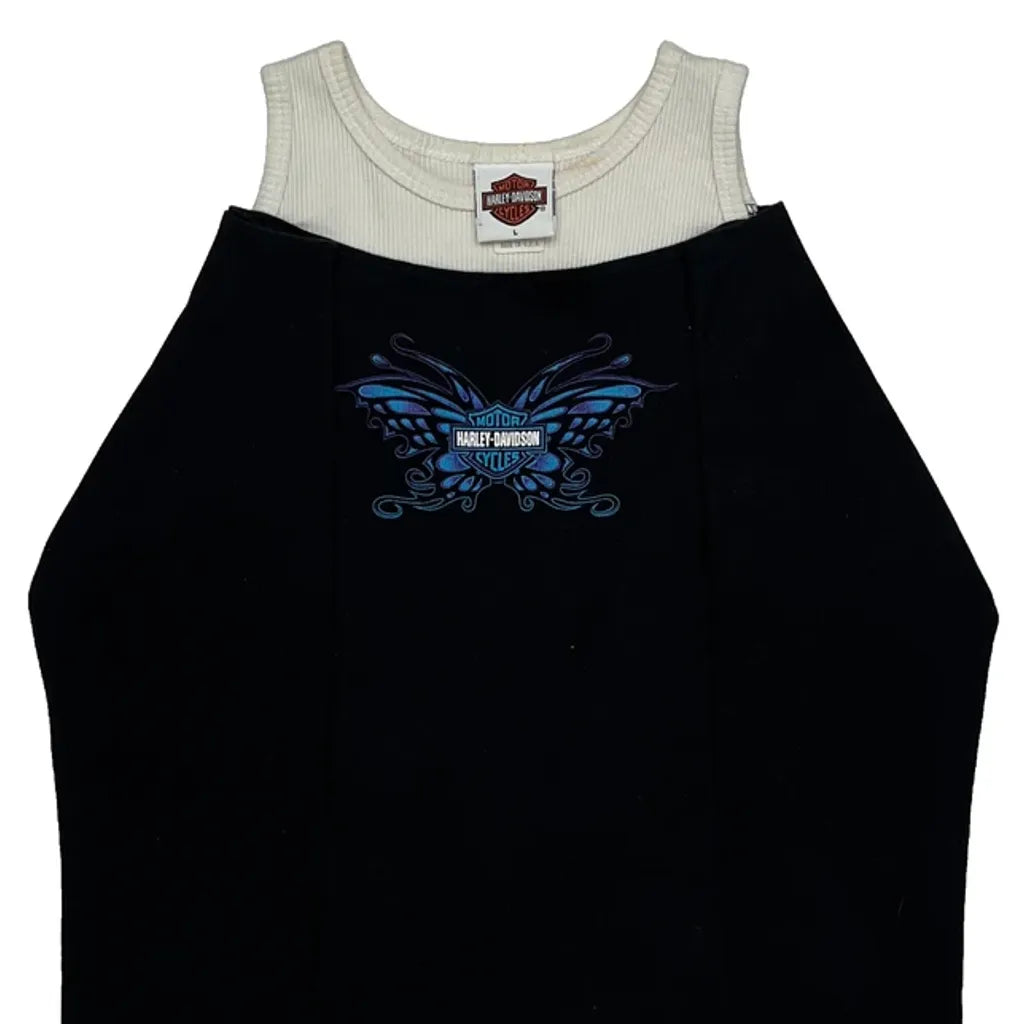 T-shirt à manches longues motif moto - Coton noir pour femme, taille L