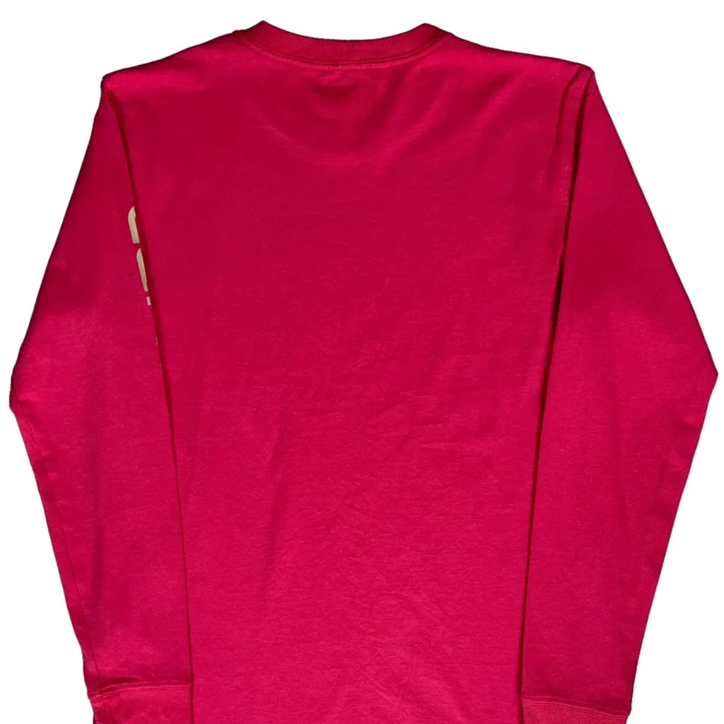 T-shirt décontracté à manches longues et col rond pour femme, taille XS, rose, en coton