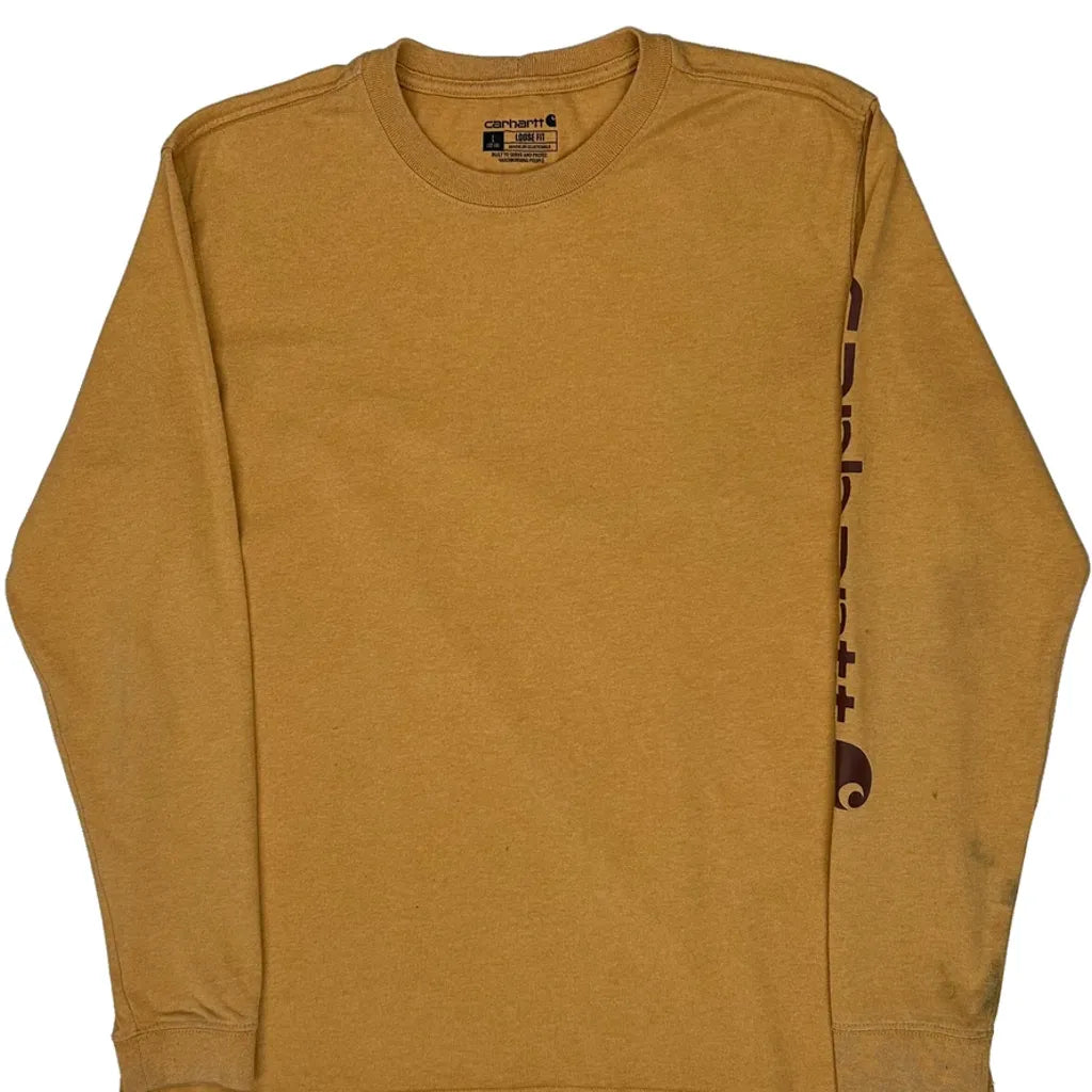 T-shirt à manches longues pour femme, coton jaune, col rond, décontracté, grande taille