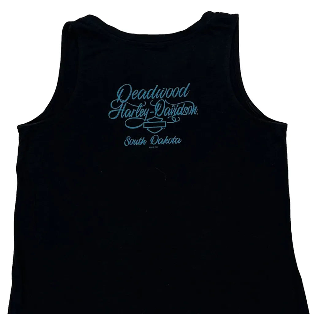 Gilet en coton sans manches imprimé graphique pour femme, noir, taille M