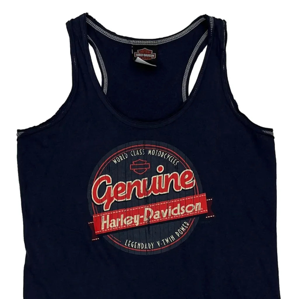 Gilet sans manches en coton marine pour femme, coupe droite, col rond, taille S