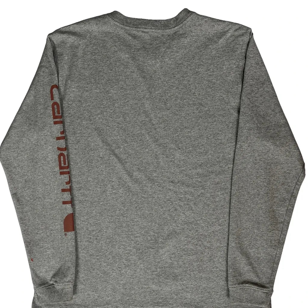 T-shirt à manches longues - Col rond en coton gris grande taille pour femme